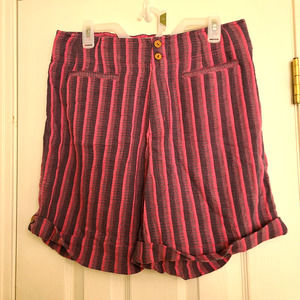 NWT Soft Surroundings Dulcinea Shorts Pink Purple Stripe Cotton Wool Size M